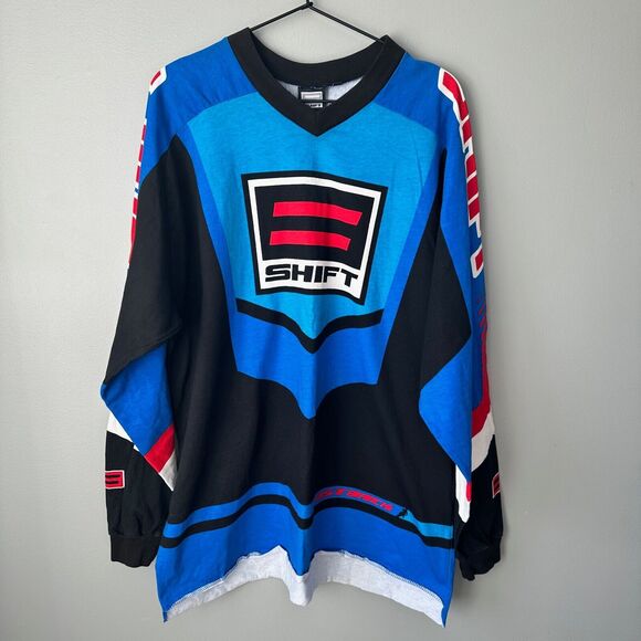 Vintage Shift Extreme Sports Long Sleeve Racing V-Neck T-Shirt Mens XL - Picture 1 of 6